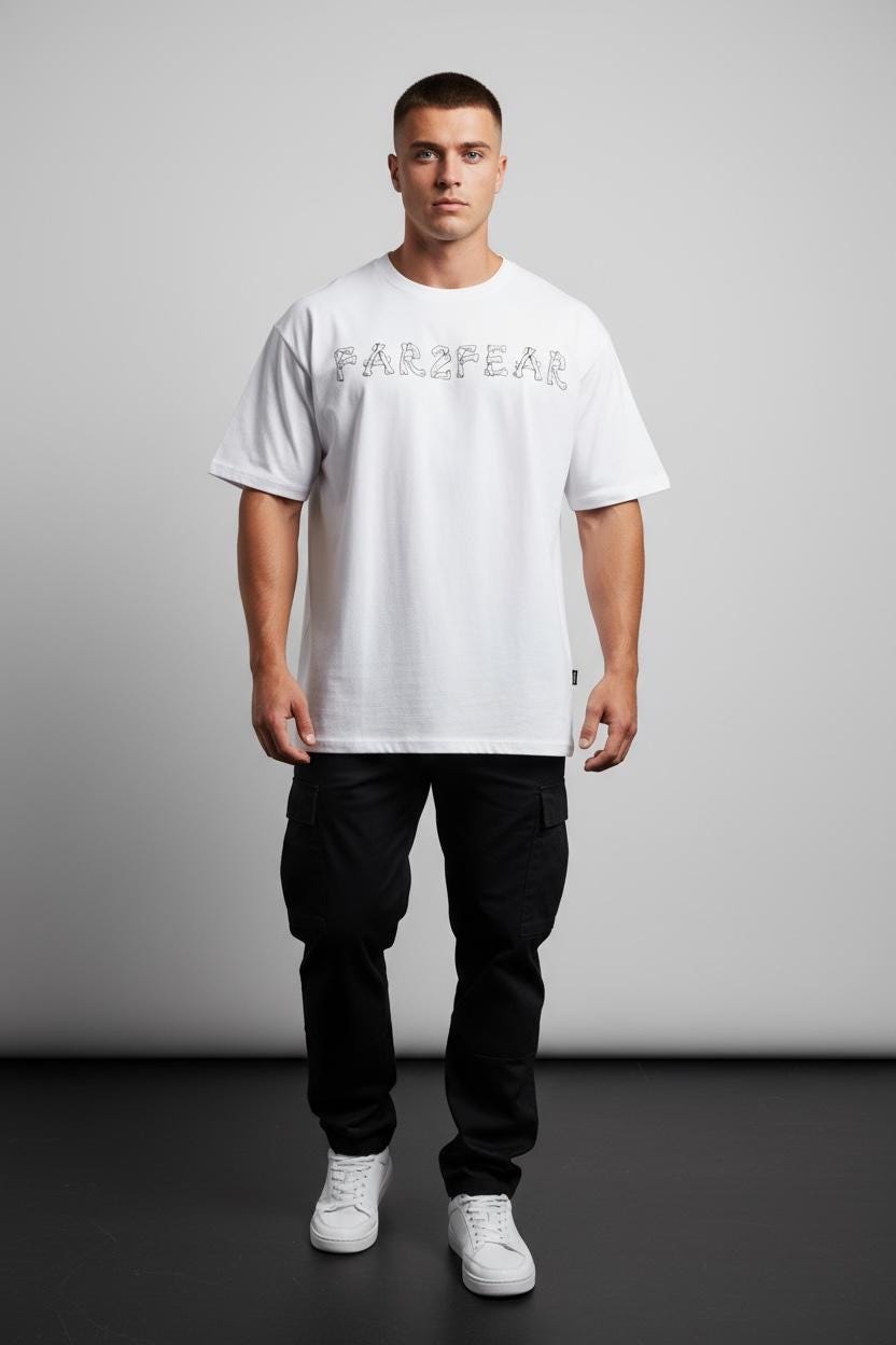 FAR2FEAR Unisex White Skeletal T-Shirt