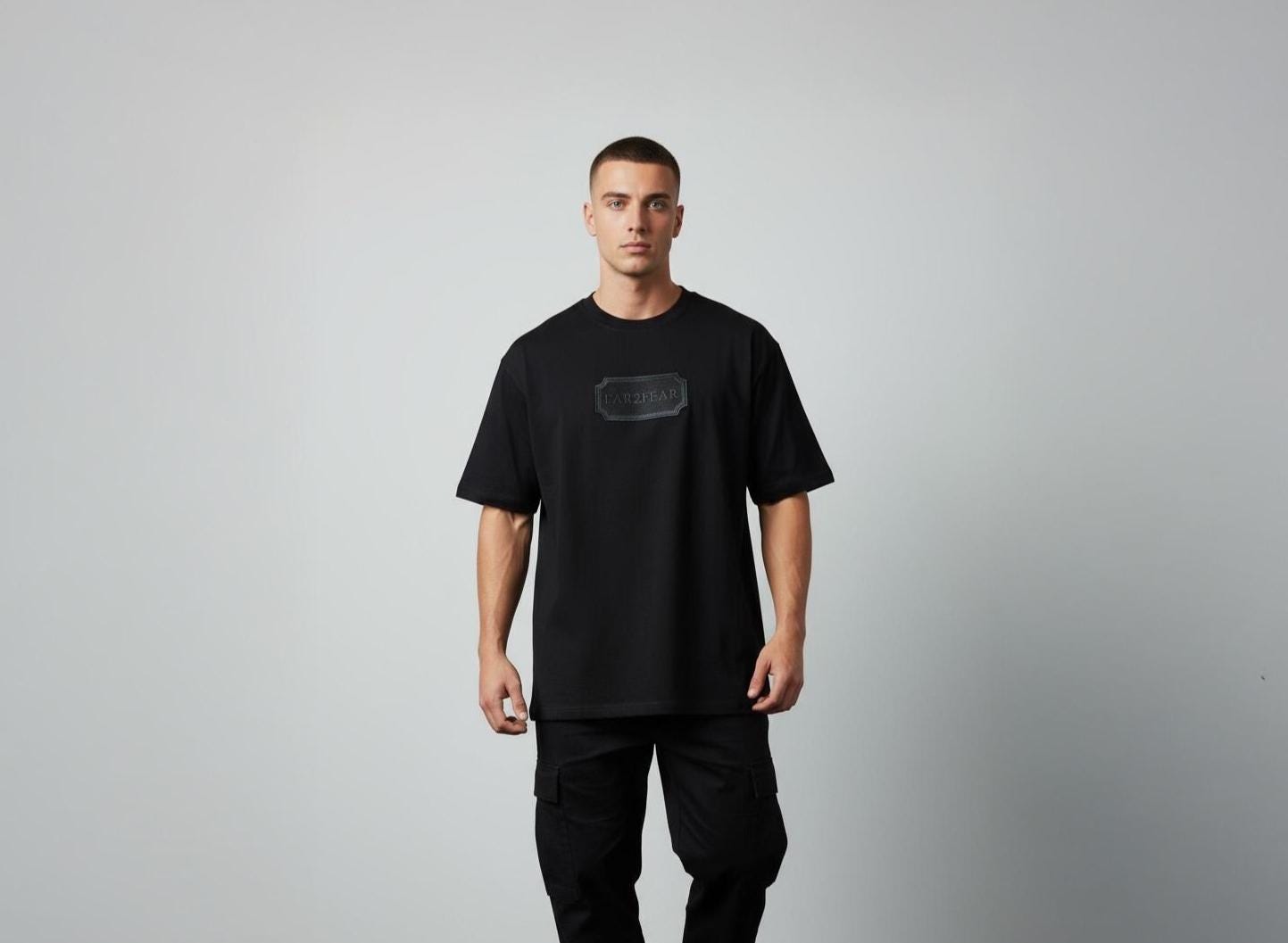 FAR2FEAR Unisex Black Embroidered T-Shirt